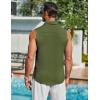 COOFANDY Men’s Summer Sleeveless Shirts Beach Knit Tank Top Button Up Casual Tank Shirt Vacation Tops(Army Green)