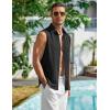 COOFANDY Men’s Summer Sleeveless Shirts Beach Knit Tank Top Button Up Casual Tank Shirt Vacation Tops(Black)