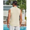 COOFANDY Men’s Summer Sleeveless Shirts Beach Knit Tank Top Button Up Casual Tank Shirt Vacation Tops(Cream)