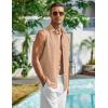 COOFANDY Men’s Summer Sleeveless Shirts Beach Knit Tank Top Button Up Casual Tank Shirt Vacation Tops(Light Apricot)