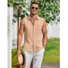 COOFANDY Men’s Summer Sleeveless Shirts Beach Knit Tank Top Button Up Casual Tank Shirt Vacation Tops(Light Apricot)