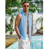 COOFANDY Men’s Summer Sleeveless Shirts Beach Knit Tank Top Button Up Casual Tank Shirt Vacation Tops(Light Blue)