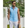 COOFANDY Men’s Summer Sleeveless Shirts Beach Knit Tank Top Button Up Casual Tank Shirt Vacation Tops(Light Blue)