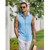 COOFANDY Men’s Summer Sleeveless Shirts Beach Knit Tank Top Button Up Casual Tank Shirt Vacation Tops(Light Blue)