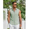 COOFANDY Men’s Summer Sleeveless Shirts Beach Knit Tank Top Button Up Casual Tank Shirt Vacation Tops(Light Green)