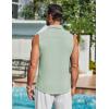 COOFANDY Men’s Summer Sleeveless Shirts Beach Knit Tank Top Button Up Casual Tank Shirt Vacation Tops(Light Green)