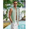 COOFANDY Men’s Summer Sleeveless Shirts Beach Knit Tank Top Button Up Casual Tank Shirt Vacation Tops(Light Green)