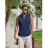 COOFANDY Men’s Summer Sleeveless Shirts Beach Knit Tank Top Button Up Casual Tank Shirt Vacation Tops(Navy Blue)