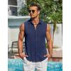 COOFANDY Men’s Summer Sleeveless Shirts Beach Knit Tank Top Button Up Casual Tank Shirt Vacation Tops(Navy Blue)
