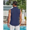 COOFANDY Men’s Summer Sleeveless Shirts Beach Knit Tank Top Button Up Casual Tank Shirt Vacation Tops(Navy Blue)