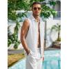 COOFANDY Men’s Summer Sleeveless Shirts Beach Knit Tank Top Button Up Casual Tank Shirt Vacation Tops(White)