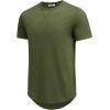COOFANDY Mens T Shirts Casual Short Sleeve Cotton Tee Shirts Hipster Hip Hop Longline T-Shirt Basic Summer Tops(One Piece- Army Green)