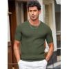 COOFANDY Men’s T- Shirts Casual Short Sleeve Crewneck Shirts Solid Textured Knit Pullover Tees(Army Green)
