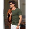 COOFANDY Men’s T- Shirts Casual Short Sleeve Crewneck Shirts Solid Textured Knit Pullover Tees(Army Green)