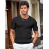 COOFANDY Men’s T- Shirts Casual Short Sleeve Crewneck Shirts Solid Textured Knit Pullover Tees(Black)