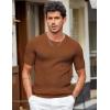 COOFANDY Men’s T- Shirts Casual Short Sleeve Crewneck Shirts Solid Textured Knit Pullover Tees(Caramel)