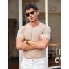 COOFANDY Men’s T- Shirts Casual Short Sleeve Crewneck Shirts Solid Textured Knit Pullover Tees(Khaki)