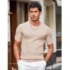COOFANDY Men’s T- Shirts Casual Short Sleeve Crewneck Shirts Solid Textured Knit Pullover Tees(Khaki)