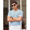 COOFANDY Men’s T- Shirts Casual Short Sleeve Crewneck Shirts Solid Textured Knit Pullover Tees(Light Blue)
