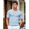 COOFANDY Men’s T- Shirts Casual Short Sleeve Crewneck Shirts Solid Textured Knit Pullover Tees(Light Blue)
