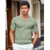 COOFANDY Men’s T- Shirts Casual Short Sleeve Crewneck Shirts Solid Textured Knit Pullover Tees(Light Green)