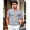 COOFANDY Men’s T- Shirts Casual Short Sleeve Crewneck Shirts Solid Textured Knit Pullover Tees(Light Grey)