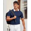 COOFANDY Men’s T- Shirts Casual Short Sleeve Crewneck Shirts Solid Textured Knit Pullover Tees(Navy Blue)