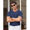 COOFANDY Men’s T- Shirts Casual Short Sleeve Crewneck Shirts Solid Textured Knit Pullover Tees(Navy Blue)
