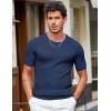 COOFANDY Men’s T- Shirts Casual Short Sleeve Crewneck Shirts Solid Textured Knit Pullover Tees(Navy Blue)