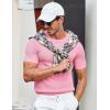 COOFANDY Men’s T- Shirts Casual Short Sleeve Crewneck Shirts Solid Textured Knit Pullover Tees(Pink)