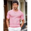 COOFANDY Men’s T- Shirts Casual Short Sleeve Crewneck Shirts Solid Textured Knit Pullover Tees(Pink)