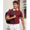 COOFANDY Men’s T- Shirts Casual Short Sleeve Crewneck Shirts Solid Textured Knit Pullover Tees(Wine Red)