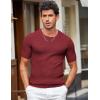 COOFANDY Men’s T- Shirts Casual Short Sleeve Crewneck Shirts Solid Textured Knit Pullover Tees(Wine Red)