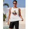 COOFANDY Mens Tank Tops Beach Summer Sleeveless Graphic T Shirts Palm Tree Vacation Quick Dry Muscle Tank(White-car Coconut)