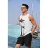 COOFANDY Mens Tank Tops Beach Summer Sleeveless Graphic T Shirts Palm Tree Vacation Quick Dry Muscle Tank(White-coconut)