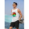 COOFANDY Mens Tank Tops Beach Summer Sleeveless Graphic T Shirts Palm Tree Vacation Quick Dry Muscle Tank(White-hawaii Coconut)