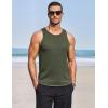 COOFANDY Mens Tank Tops Summer Beach Sleeveless Muscle Shirts Casual Knit Tanks Workout Gym Tee(Army Green)