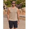 COOFANDY Mens Tank Tops Summer Beach Sleeveless Muscle Shirts Casual Knit Tanks Workout Gym Tee(Khaki)