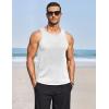 COOFANDY Mens Tank Tops Summer Beach Sleeveless Muscle Shirts Casual Knit Tanks Workout Gym Tee(White)