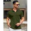 COOFANDY Men’s Textured Polo Shirts Short Sleeve Slim Fit Casual Button Polo T-Shirt Summer Collared Golf Shirt(Army Green)
