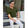 COOFANDY Men’s Textured Polo Shirts Short Sleeve Slim Fit Casual Button Polo T-Shirt Summer Collared Golf Shirt(Army Green)