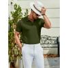 COOFANDY Men’s Textured Polo Shirts Short Sleeve Slim Fit Casual Button Polo T-Shirt Summer Collared Golf Shirt(Army Green)