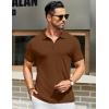 COOFANDY Men’s Textured Polo Shirts Short Sleeve Slim Fit Casual Button Polo T-Shirt Summer Collared Golf Shirt(Brown)