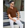 COOFANDY Men’s Textured Polo Shirts Short Sleeve Slim Fit Casual Button Polo T-Shirt Summer Collared Golf Shirt(Brown)