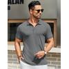 COOFANDY Men’s Textured Polo Shirts Short Sleeve Slim Fit Casual Button Polo T-Shirt Summer Collared Golf Shirt(Dark Grey)