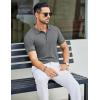 COOFANDY Men’s Textured Polo Shirts Short Sleeve Slim Fit Casual Button Polo T-Shirt Summer Collared Golf Shirt(Dark Grey)