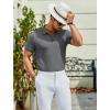 COOFANDY Men’s Textured Polo Shirts Short Sleeve Slim Fit Casual Button Polo T-Shirt Summer Collared Golf Shirt(Dark Grey)