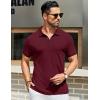 COOFANDY Men’s Textured Polo Shirts Short Sleeve Slim Fit Casual Button Polo T-Shirt Summer Collared Golf Shirt(Dark Red)