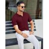 COOFANDY Men’s Textured Polo Shirts Short Sleeve Slim Fit Casual Button Polo T-Shirt Summer Collared Golf Shirt(Dark Red)
