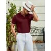 COOFANDY Men’s Textured Polo Shirts Short Sleeve Slim Fit Casual Button Polo T-Shirt Summer Collared Golf Shirt(Dark Red)